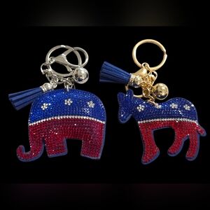 Set of Red and Blue Democrat and Republican Bag Charm Keychains